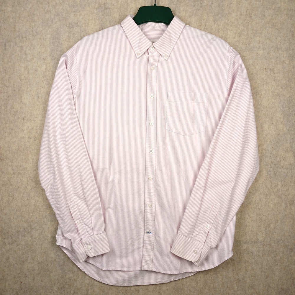 Gap Modern Oxford Shirt Mens XL Pink Pinstripe Cotton Button Down OCBD